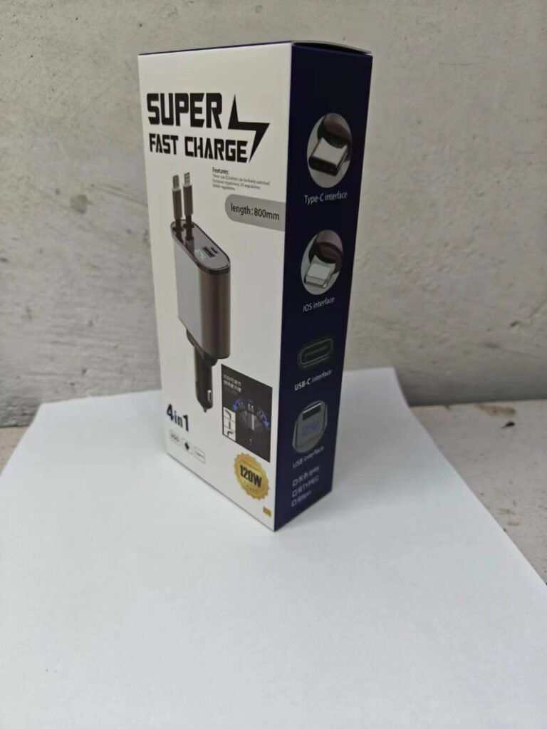 Potente cargador de teléfono de carga rápida para coche de 100W con dos cables USB USB-C y voltímetro Užsisakykite Trendai.lt 12