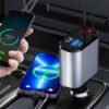 Potente cargador de teléfono de carga rápida para coche de 100W con dos cables USB USB-C y voltímetro Užsisakykite Trendai.lt 32