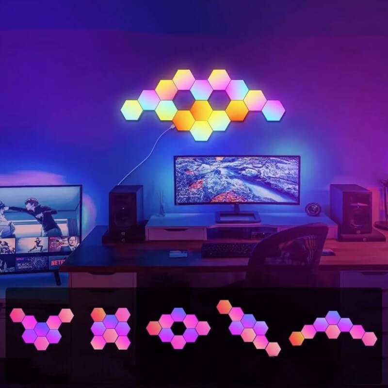 Aplique LED RGB conectable hexagonal inteligente con control por aplicación Užsisakykite Trendai.lt